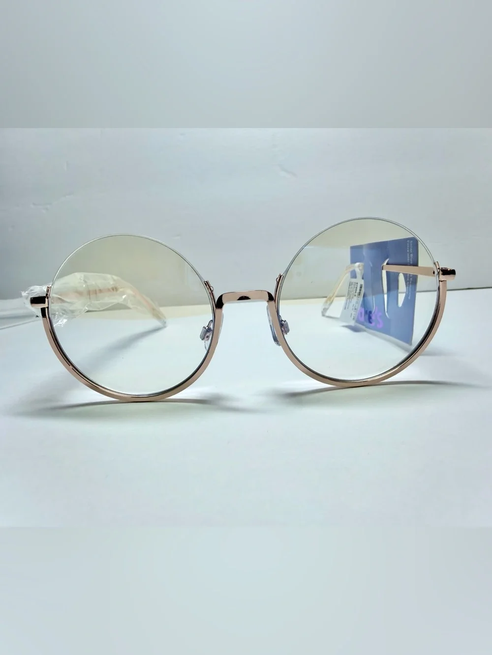Claire's Round Blue Light Glasses in Rose Gold